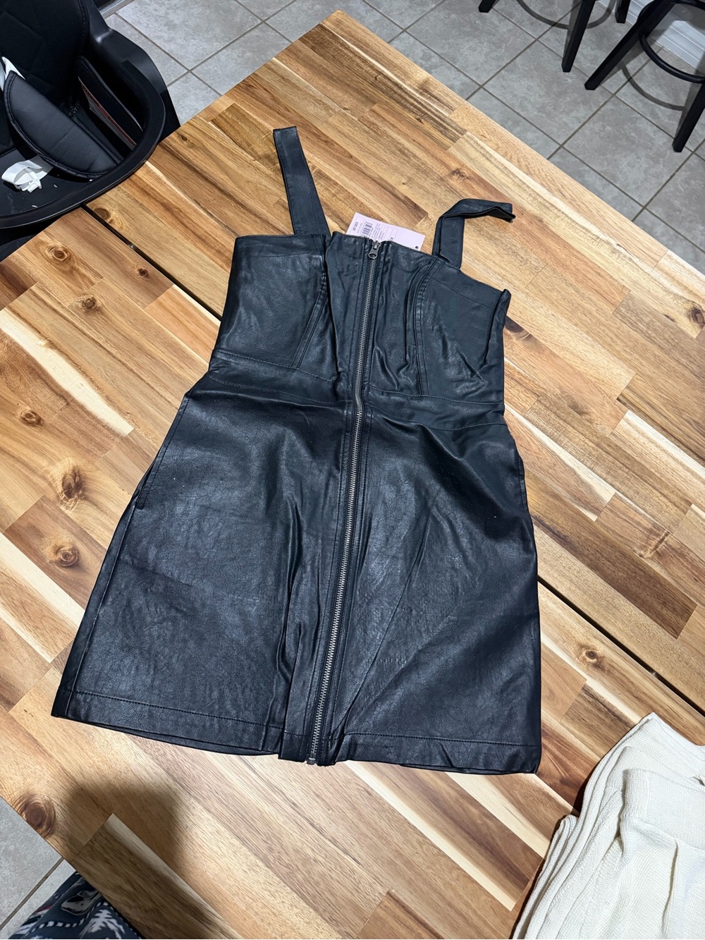 Target Black Faux Leather Mini Dress with Front Zip